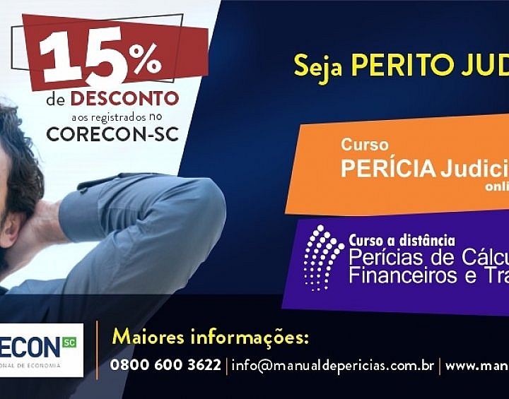 Economistas do Corecon-SC têm descontos de 15% em cursos a distância para perito - Corecon/SC